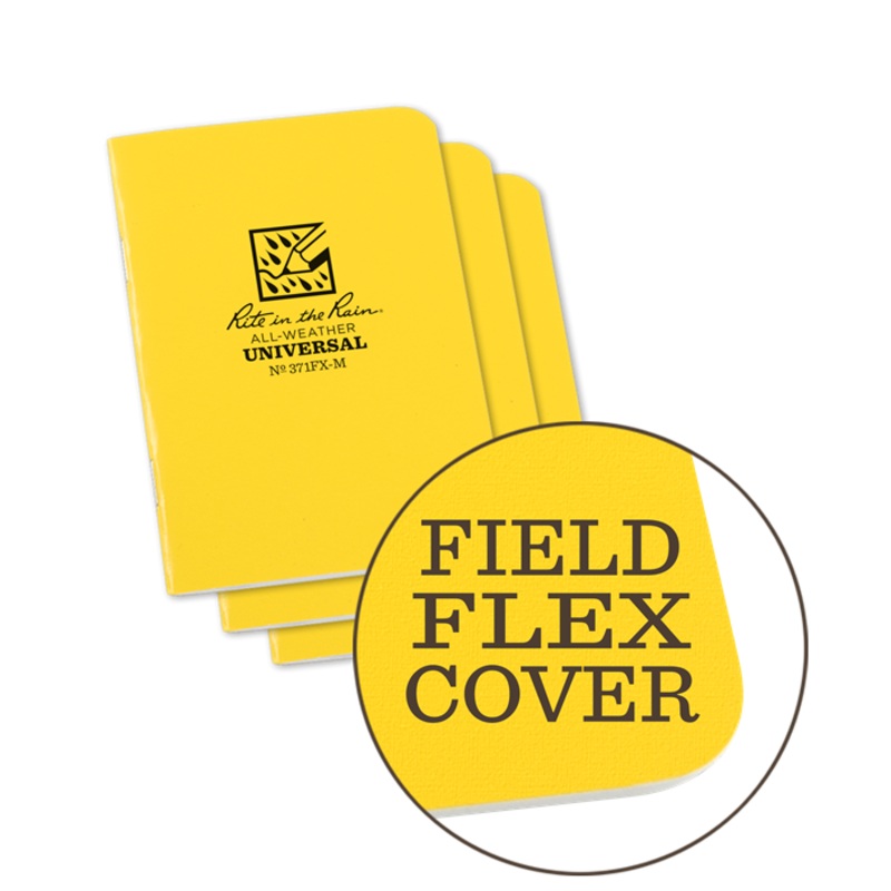 Rite-in-the-Rain – #371FX-M Mini-Stapled Notebook, Universal, Yellow, Pkg of 3
