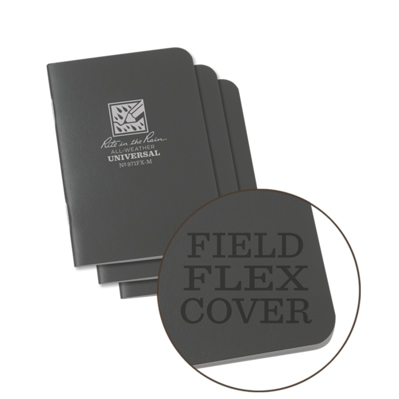 Rite-in-the-Rain – #871FX-M Mini-Stapled Notebook, Universal, Gray, Pkg of 3