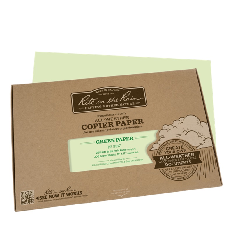 Rite-in-the-Rain – #9517 Copier Pak, Green, 11 x 17, 200 Sheets