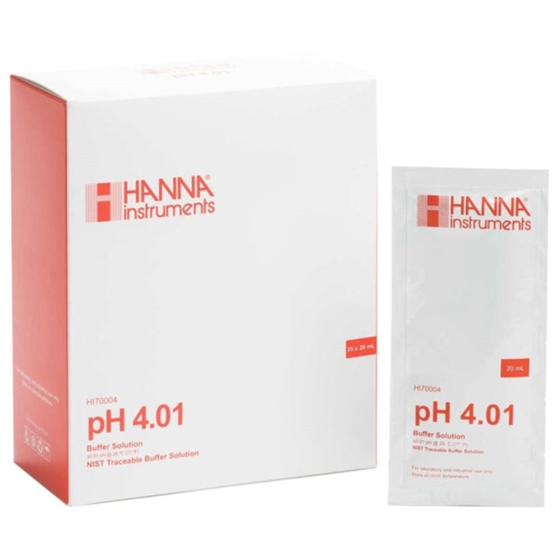 pH 4.01 Calibration Pouches, 20 ml, Box of 25