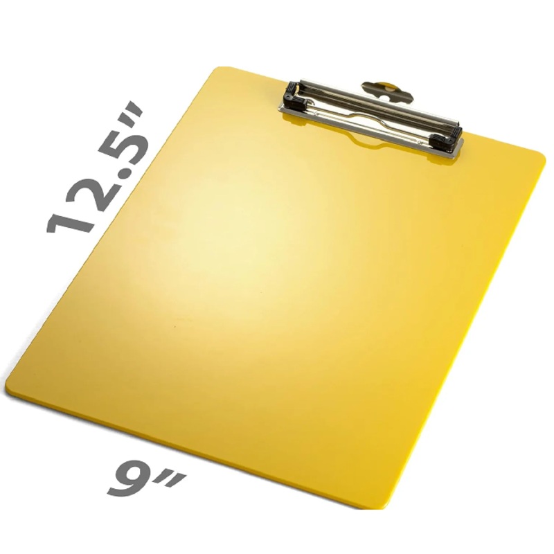 Clipboard, Yellow Plastic, 9 x 12