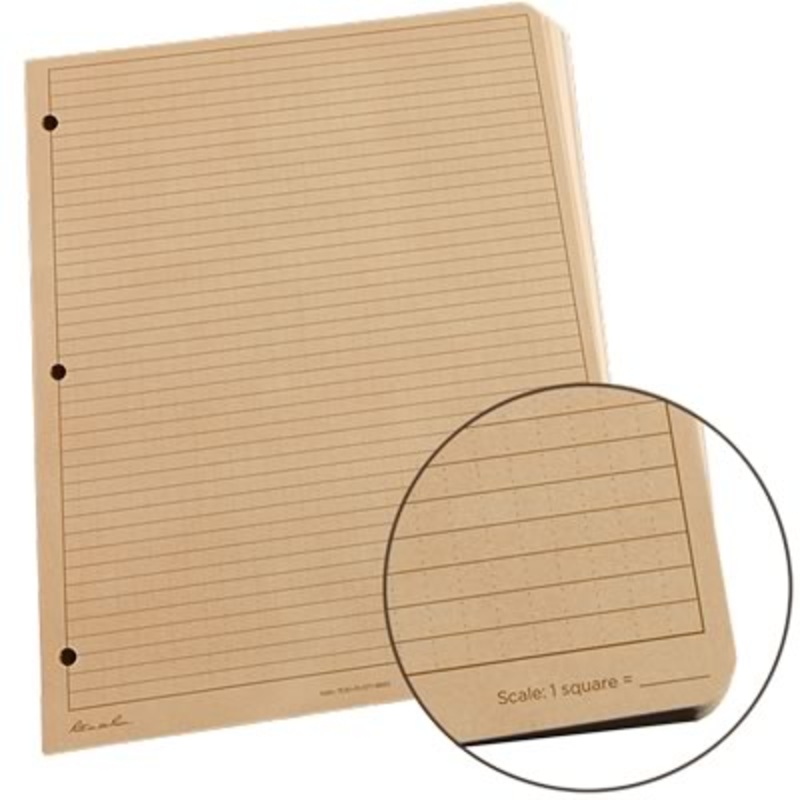 Rite-in-the-Rain – Loose Leaf Sheets, Tan, Universal Pattern, 8.5 x 11, Pkg of 100 Sheets