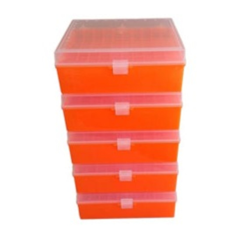 Polypropylene Storage Box for Microcentrifuge Tubes, 100 Place, Orange