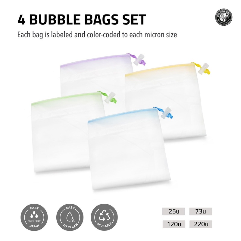 Gutenberg’s Bubble Bag Kit | 25m-73m-120m-220m | 5-Gallon | Set of 4