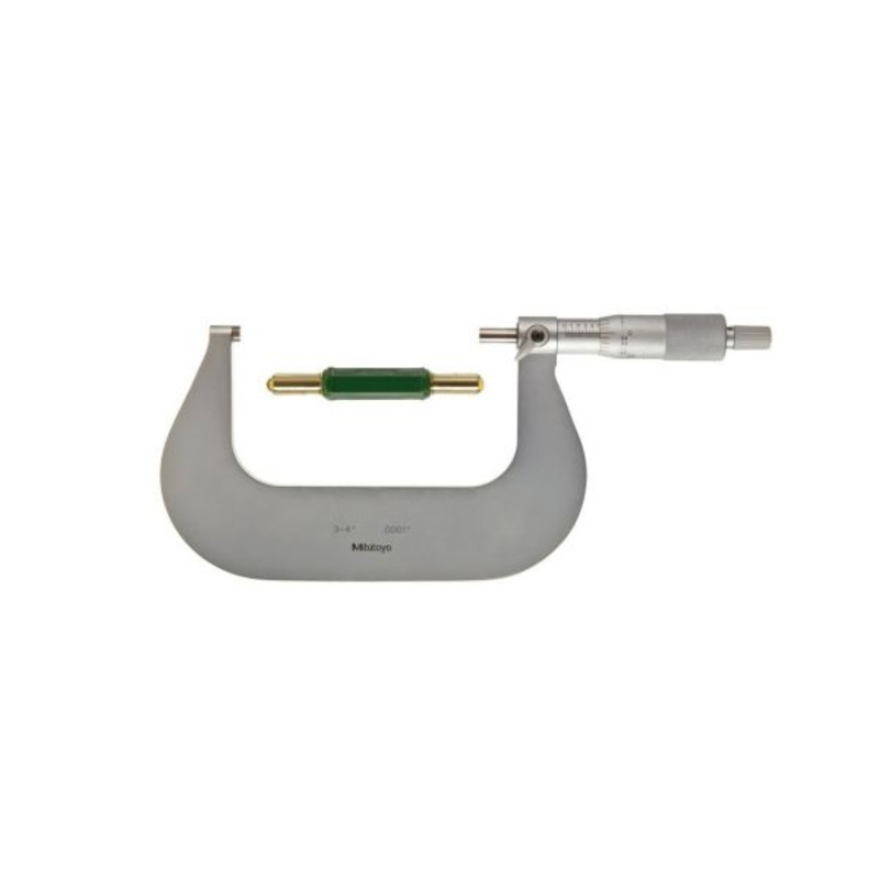 Mitutoyo 101-120 Ratchet Thimble Micrometer, Ratchet Thimble,Range 3-4” , 0.0001 Graduation, +/-0.0001 Accuracy