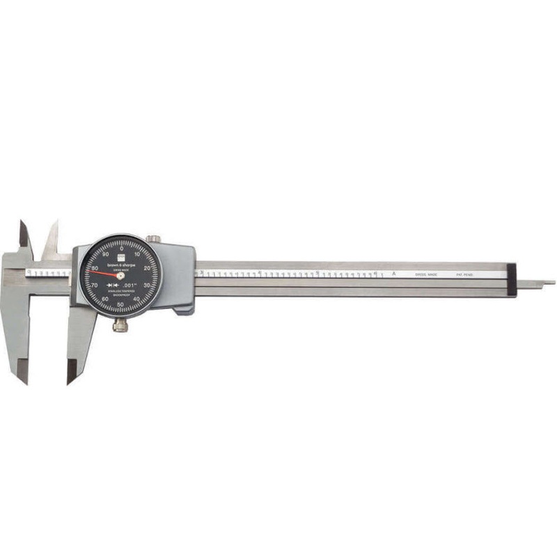 Etalon Brown & Sharpe Dial Caliper, Stainless Steel, Black Face, 0-6 Range, +/-0.001 Accuracy, 0.1 Resolution, Meets DIN 862 Specifications 075116550