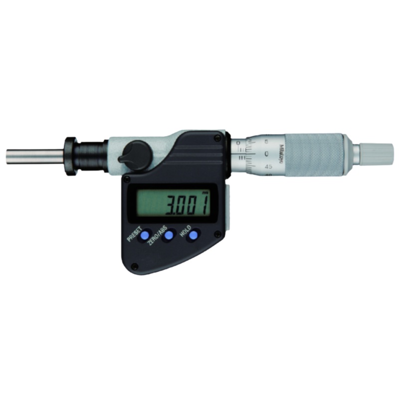 Mitutoyo Digital Micrometer Head 0-25mm, Flat Spindle, Clamp Nut, 10mm Stem 350-252-30