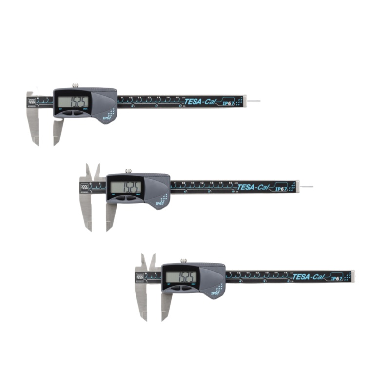 Tesa Trio-Pack Tesa-Cal Digital Caliper 0-150mm/0-6 IP67 (Round Depth Rod) 00530141P