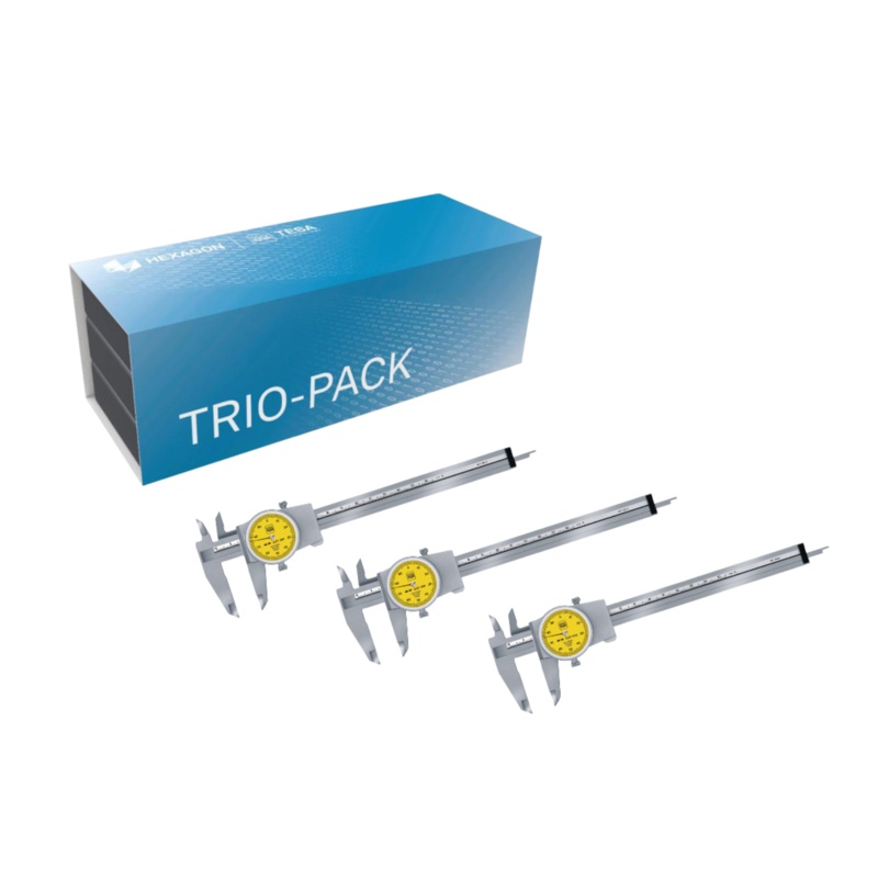Tesa Trio-Pack Dial Caliper 0-150mm 0.02mm 2mm 00510008P
