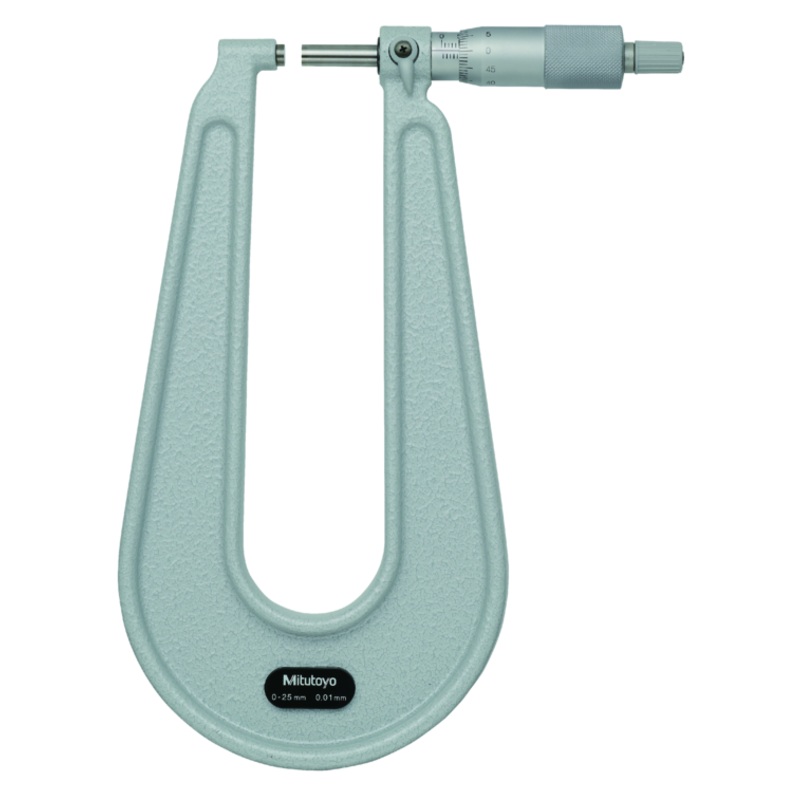 Sheet Metal Micrometer 0-25mm, Flat Anvil/Spindle, 150mm Throat 118-102