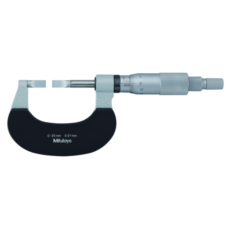 Mitutoyo Blade Micrometer, Hardened Steel Blade 0-25mm, 0,75mm Blade 122-101-10 Non Rotating Spindle