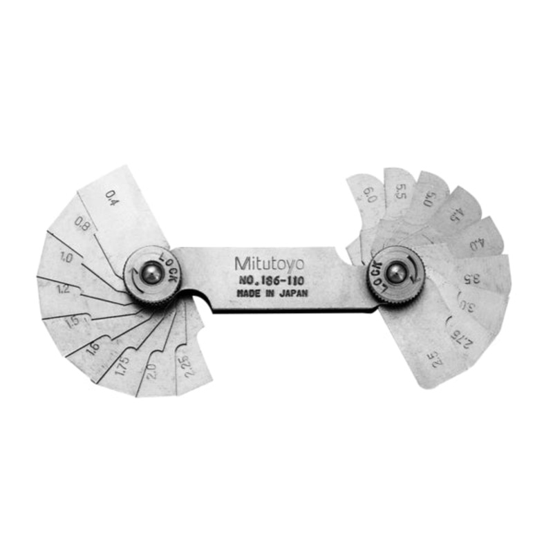Mitutoyo 186-110 Radius Gauge, 0.4 mm-6 mm Range