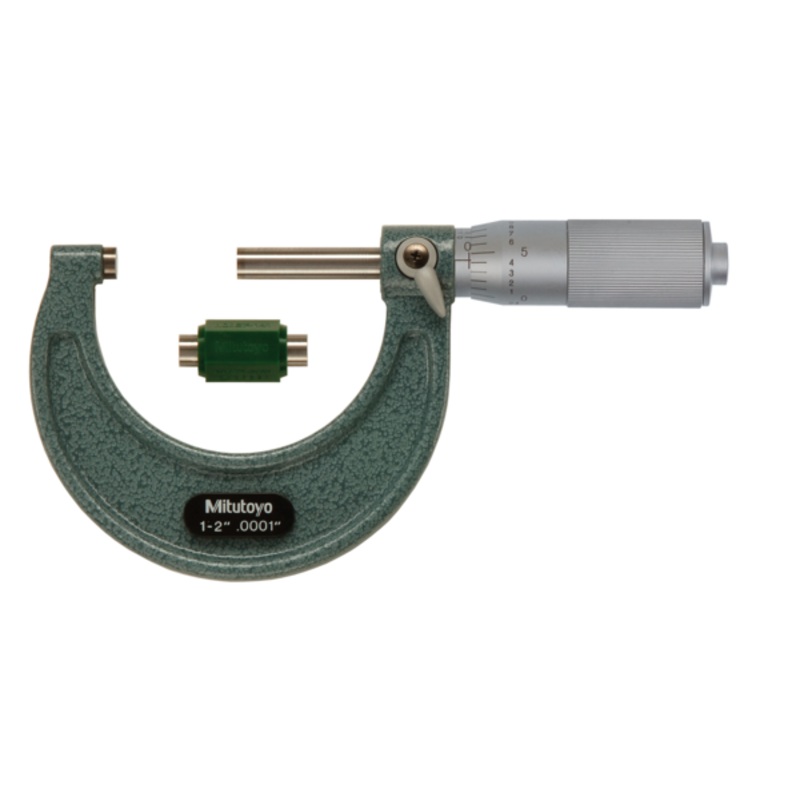 Mitutoyo Metric Analogue Outside Micrometer 1-2, Ratchet Stop 103-136 Friction Thimble