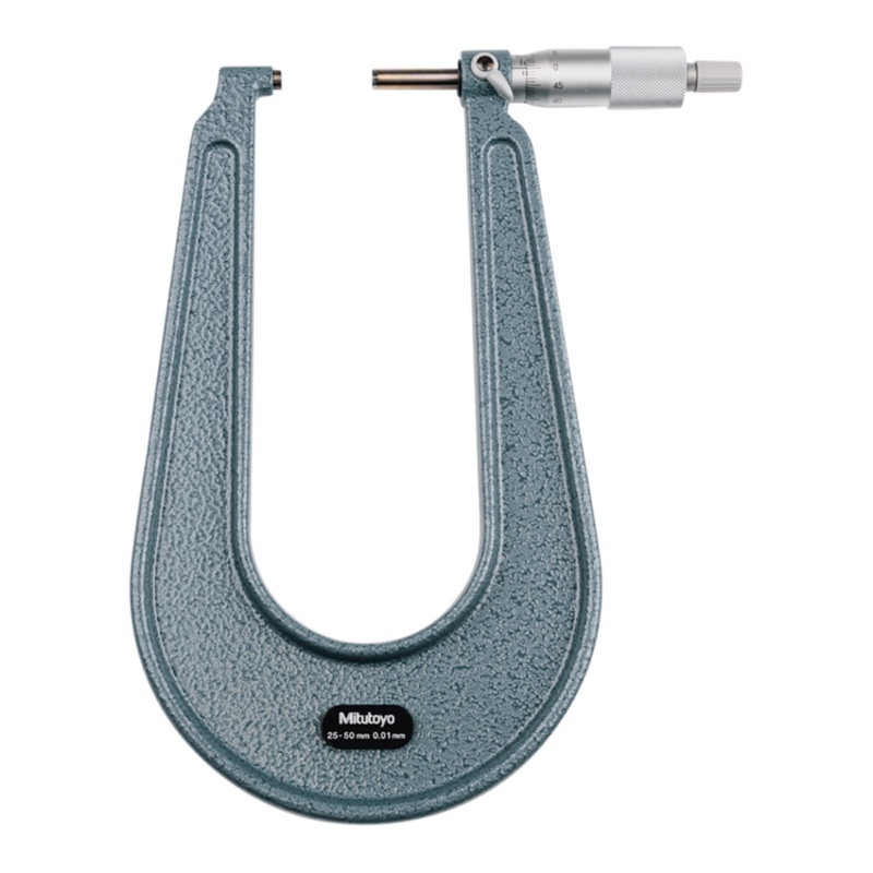 Sheet Metal Micrometer 25-50mm, Flat Anvil/Spindle, 150mm Throat 118-110