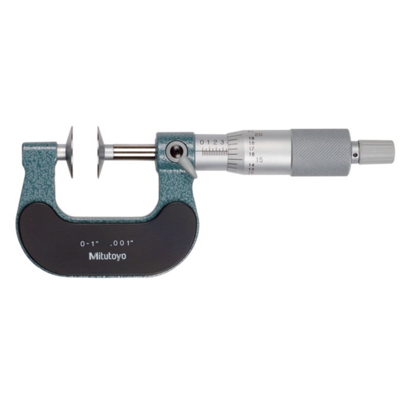 Mitutoyo Disc Micrometer, Hardened Steel Disks 0-1, Disk=20mm 123-125
