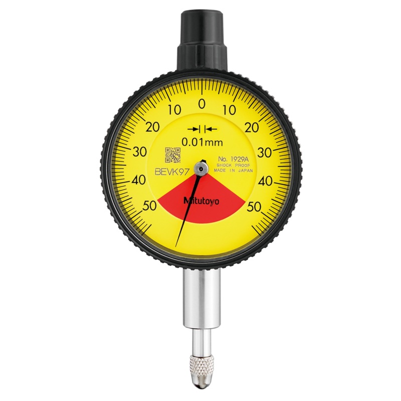 Dial Gauge, Flat Back, ISO Type One Revolution, Shock- & Dustproof, 1mm, 0,01mm 1929AB-62