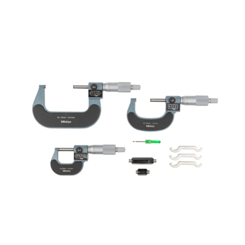 Mitutoyo Digit Outside Micrometer Set 0-75mm (3 pcs.) 193-901