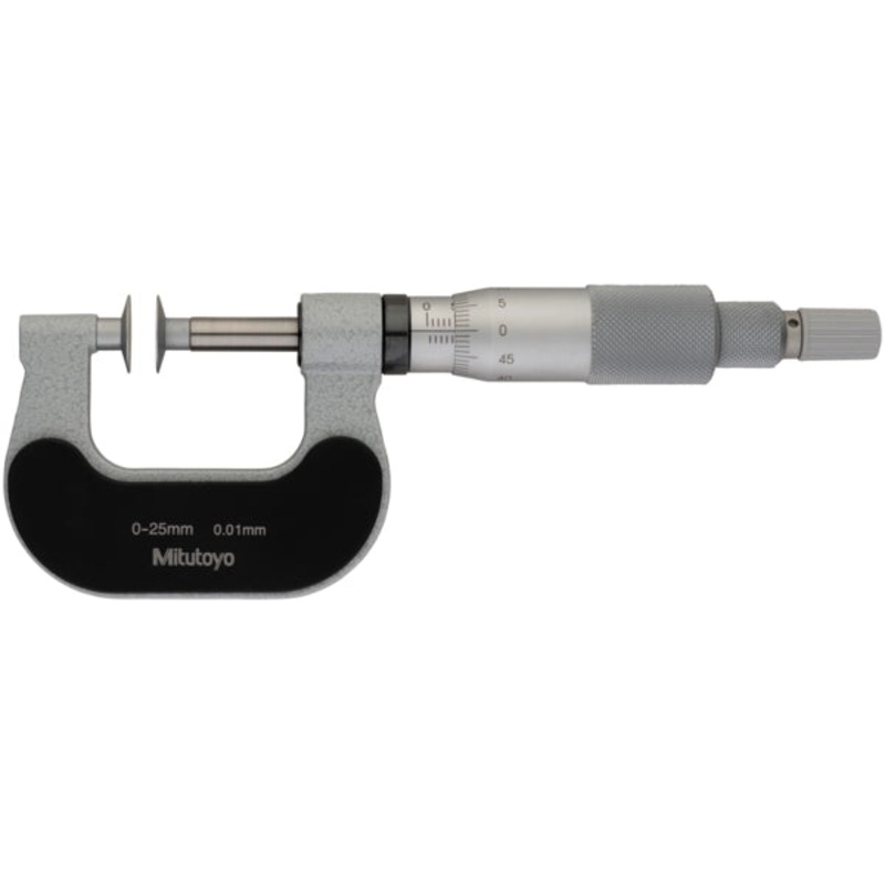 Mitutoyo Disc Micrometer, Non-Rotating Spindle, 0-25mm, Full Faced, D=14,3mm 169-101-10