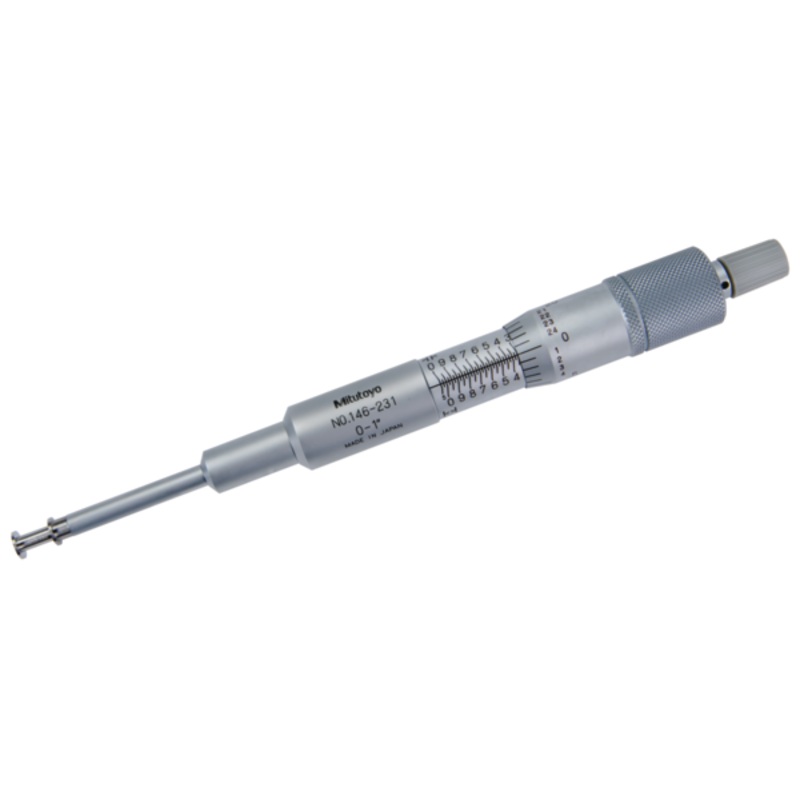 Mitutoyo Groove Micrometer, Non-Rotating Spindle 0-1, 0.25 Flange 146-231