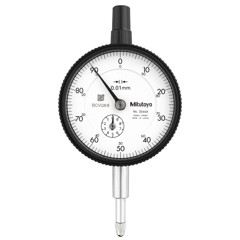 Dial Gauge, Flat Back, ANSI/AGD Type 10mm, 0,01mm 2046AB-01 3/8 Stem
