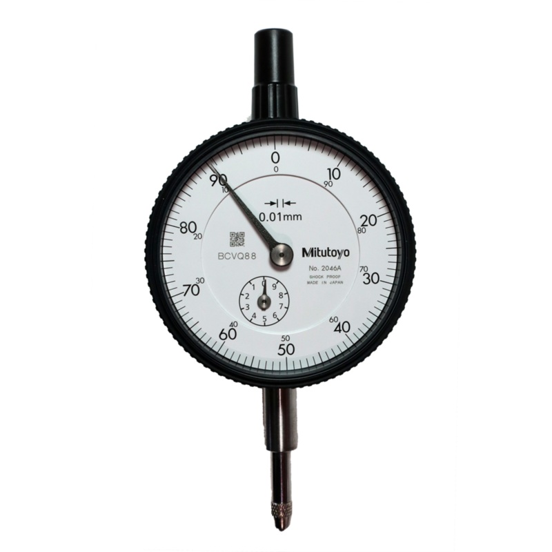 Dial Gauge, Flat Back, ISO Type 10mm, 0,01mm 2046AB