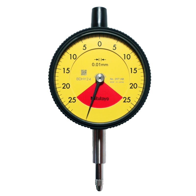 Dial Gauge, Flat Back, ISO Type One Revolution, Shock- & Dustproof, 0,5mm, 0,01mm 2971AB