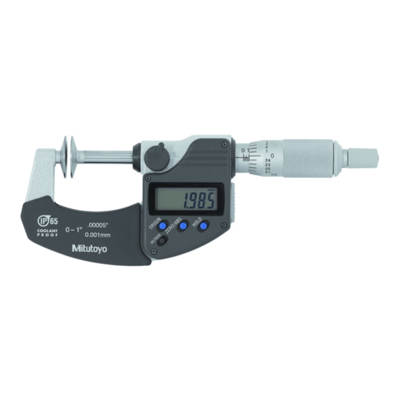Mitutoyo Digital Disc Micrometer IP65 Inch/Metric, 0-1, Disk=20mm 323-350-30