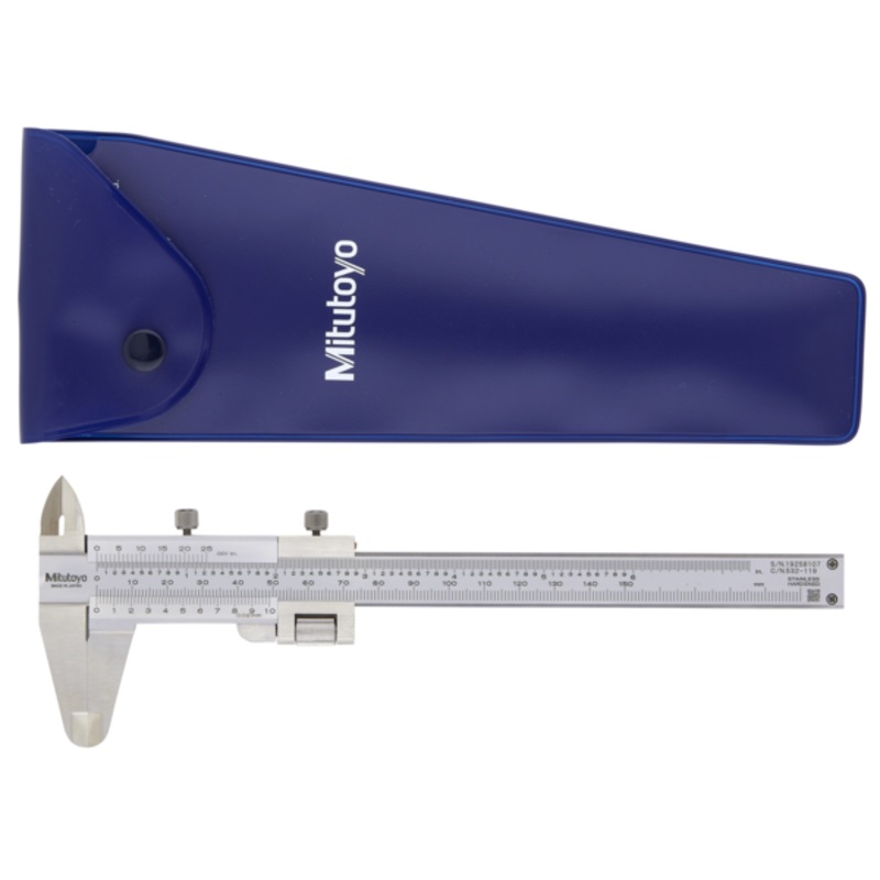 Mitutoyo Vernier Caliper, Fine Adjustment 0-130mm/0-5, 0,02mm/.001, Metric/Inch 532-119
