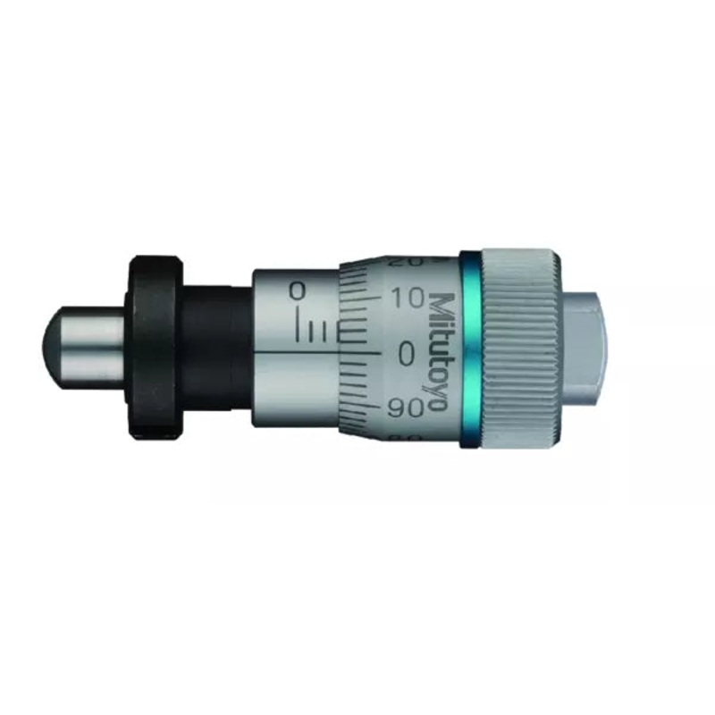 Micrometer Head, Spindle Feed 0,1mm/rev. 0-6,5mm, 0,002mm, Spherical, with Clamp Nut 148-343-10