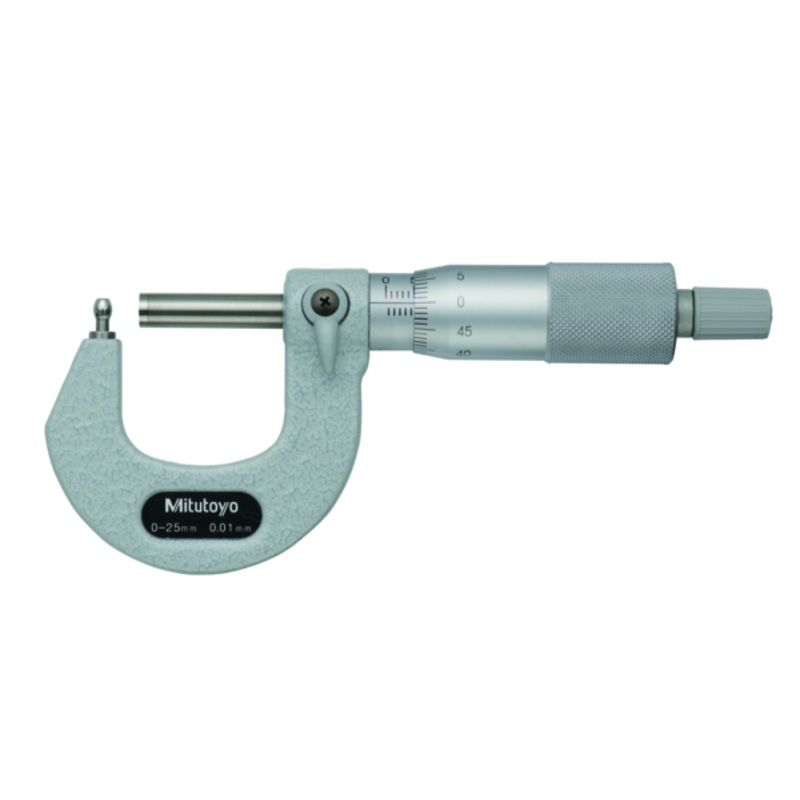 Tube Micrometer Spherical Anvil Flat Spindle, 0-25mm 115-308