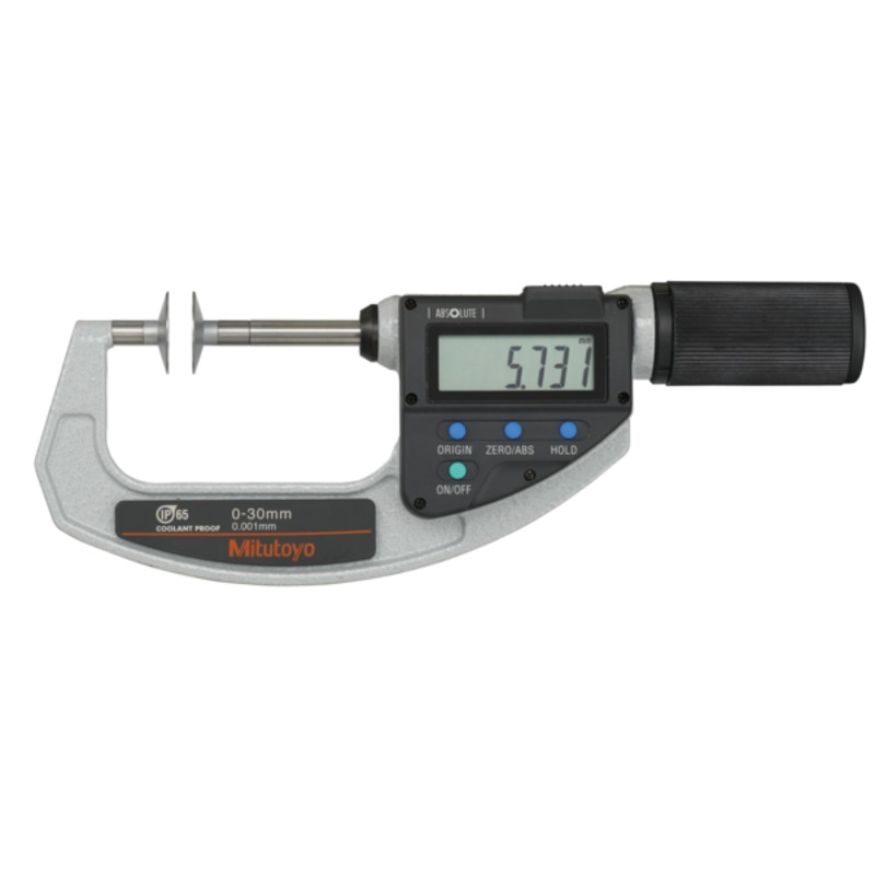 Mitutoyo Digital Disc Micrometer QuickMike, IP65 0-30mm, Disk=20mm 369-411-20
