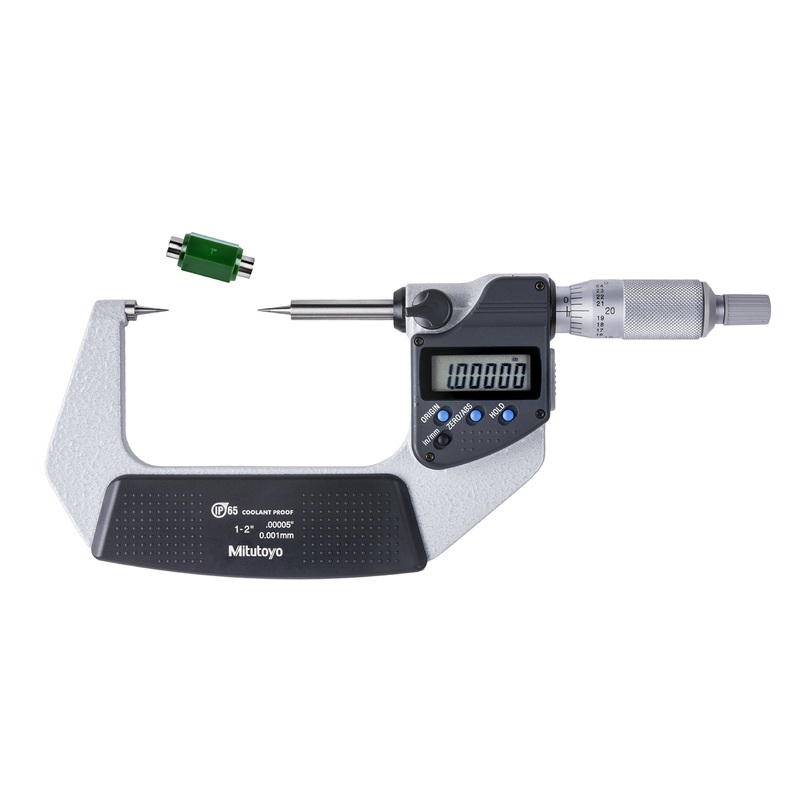 Mitutoyo Digital Point Micrometer IP65 Inch/Metric, 25-50mm/1-2, 15 Tip 342-352-30