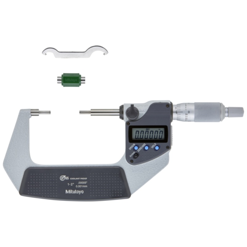Mitutoyo Digital Spline Micrometer IP65 Inch/Metric, 25-50mm/1-2, 3mm Measuring Face 331-352-30
