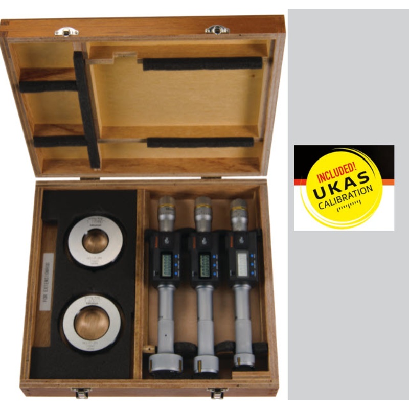 Mitutoyo Digital 3-Point Internal Micrometer Set 1-2, Complete Unit, IP65, 468-988 with free UKAS Certificate