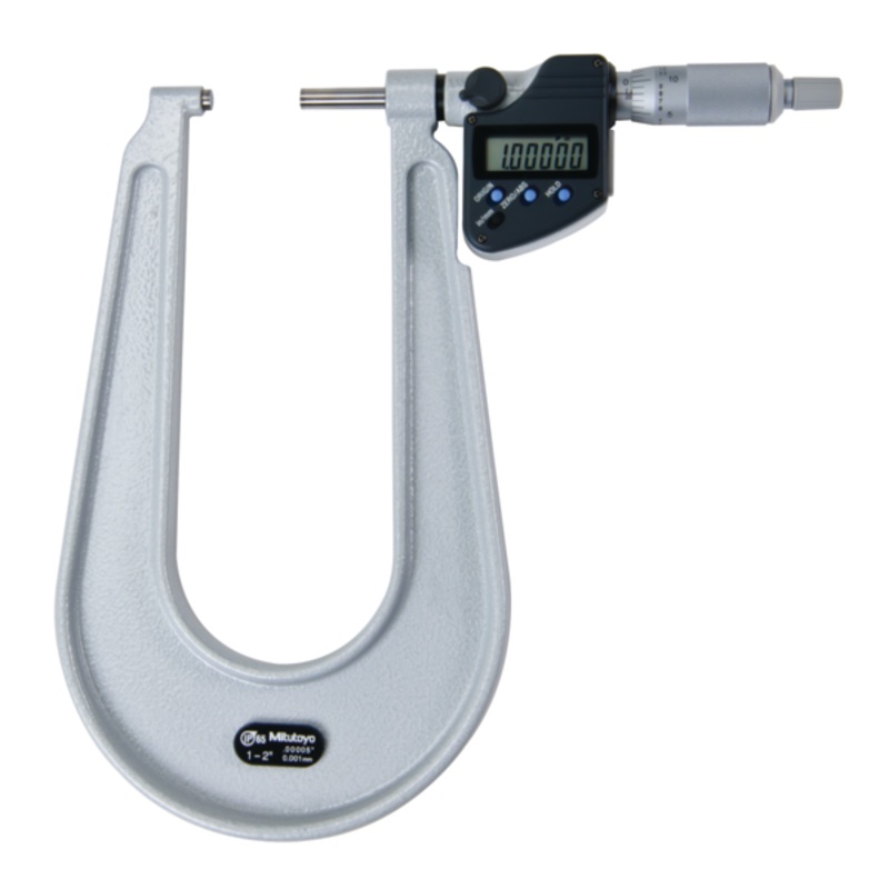Mitutoyo Digital Sheet Metal Micrometer IP65 Inch/Metric, 1-2, Flat Anvil/Spindle 389-352-30