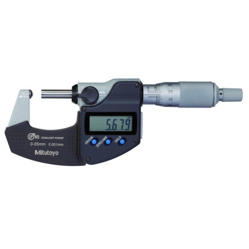 Mitutoyo Digital Tube Micrometer, Spherical Anvil Inch/Metric, 0-25mm/0-1, IP65 395-351-30
