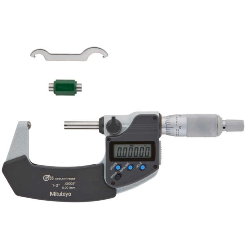 Mitutoyo Digital Tube Micrometer, Spherical Anvil Inch/Metric, 25-50mm/ 1-2, IP65 395-352-30