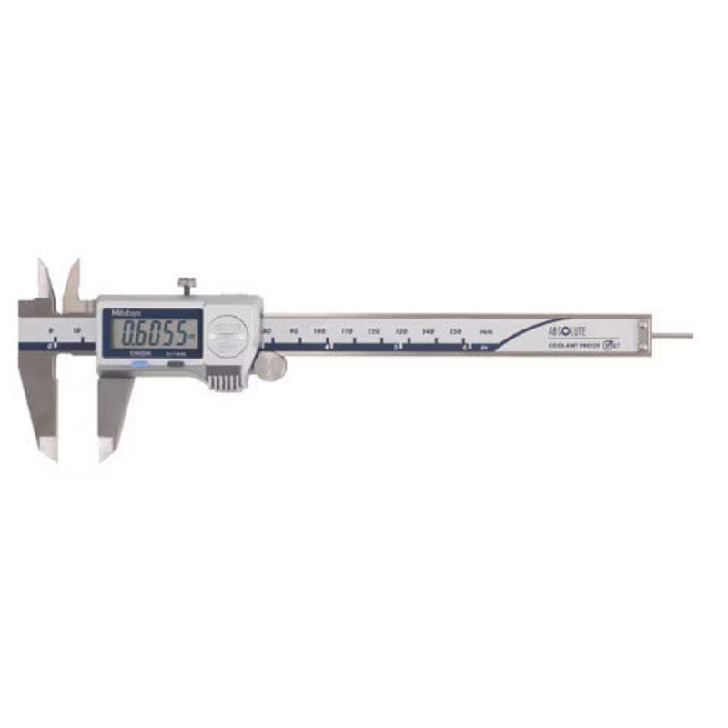 Mitutoyo Digital ABS Caliper Coolant Proof IP67 In/Met, 0-6, Thumb Roller,  Round Rod depth gauge, w/o Output 500-768-20