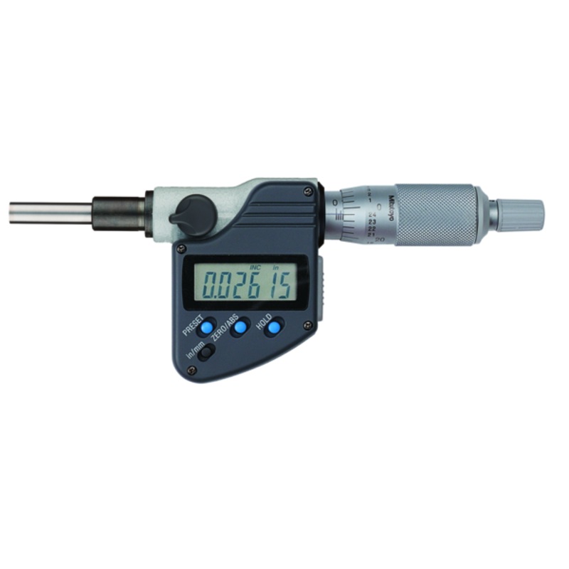 Mitutoyo Digital Micrometer Head 0-1, Flat Spindle, 0,375 Plain Stem 350-351-30