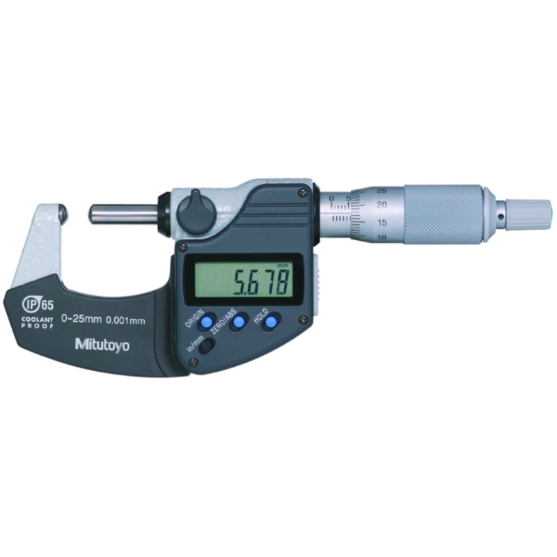 Mitutoyo Digital Tube Microm. Sph. Anvil/Spindle Inch/Metric, 0-25mm/0-1, IP65 395-371-30