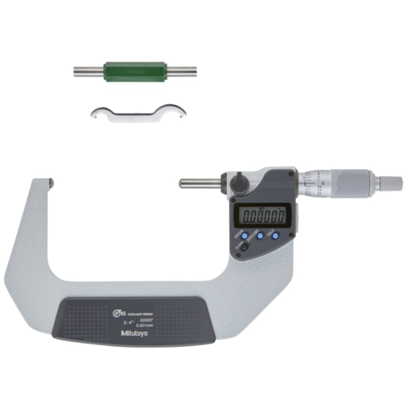 Mitutoyo Digital Tube Micrometer. Spherical. Anvil/Spindle Inch/Metric, 75-100mm/3-4, IP65 395-374-30