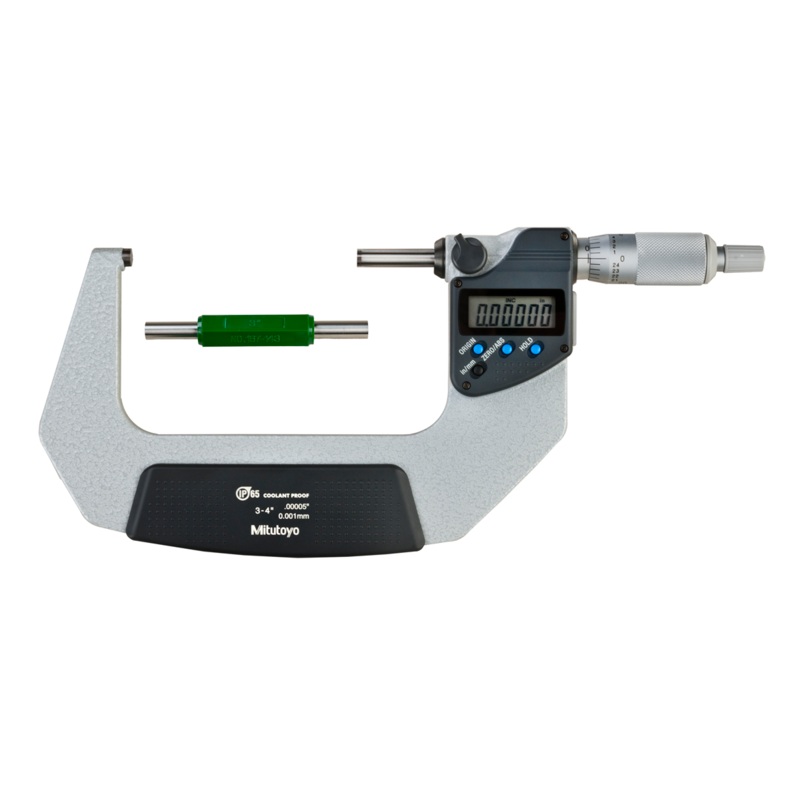 Mitutoyo Digital Micrometer IP65, Inch/Metric 75-100mm/3-4, with output Item number: 293-333-30 Ratchet Stop