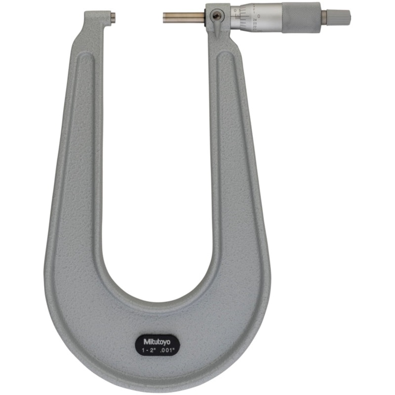 Sheet Metal Micrometer 1-2, Flat Anvil & Spindle, 6Throat 118-112 Type A (F-F)