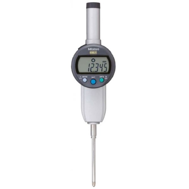 Mitutoyo 543-496B, IDC Digimatic Indicator, Resolution .0005/0.01mm Range 2/50.8mm, 3/8 Stem, Flat Back, Force 2.3N or Less, Accuracy .0016”/.04mm ANSI/ASD