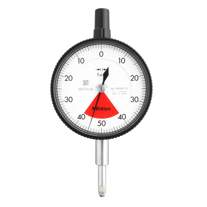 Dial Gauge, Lug Back, ISO Type One Revolution, Jewelled Bearing, Shock- & Dustproof, 0,08mm, 0,001mm 2900-72