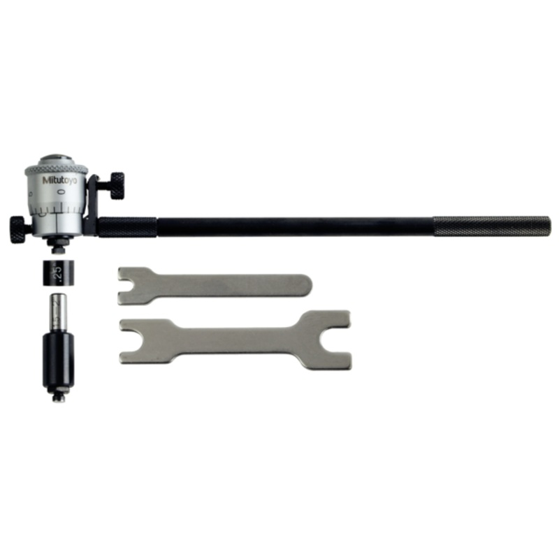 Mitutoyo Inside Micrometer, Interchangeable Rods 1-2, with 2 Rods, Carbide Measuring Faces 141-104