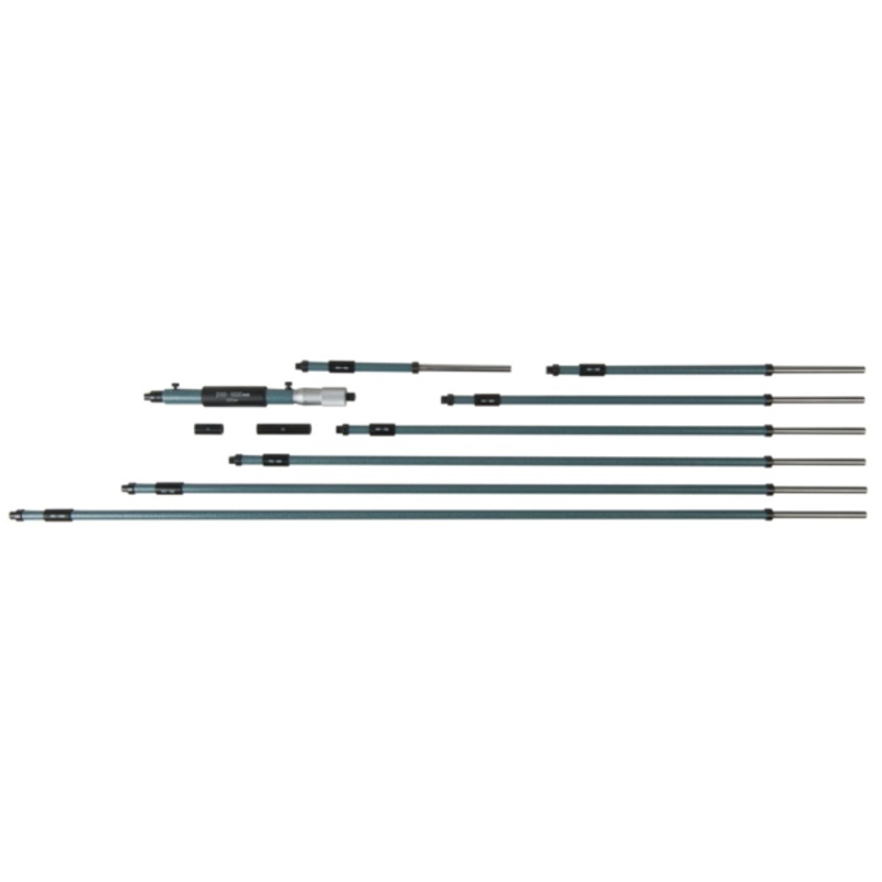 Mitutoyo Inside Micrometer, Interchangeable Rods 200-1000mm, with 8 Rods, Hardened Face 141-118