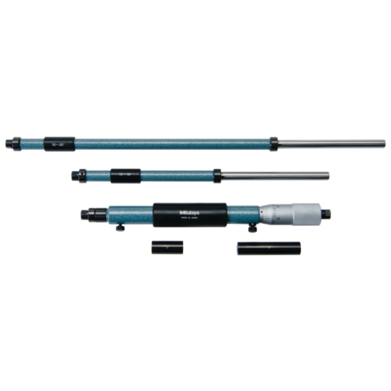 Mitutoyo Inside Micrometer, Interchangeable Rods 8-20, with 3 Rods, Hardened Face 141-121