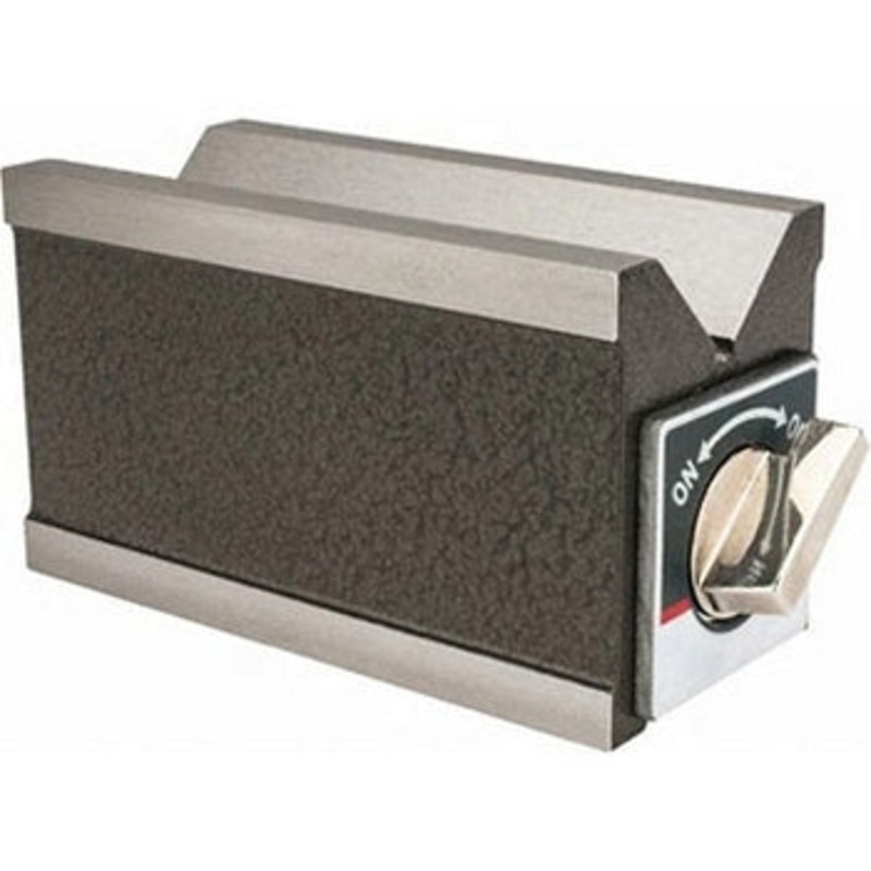 MHC 285-2414 Magnetic Vee Blocks Double sided with on off switch : 3-3/4x3x6(H x W x L) cap 2-1/4 Double side-V Magnetic power : 150lbs Supplied : Single Piece