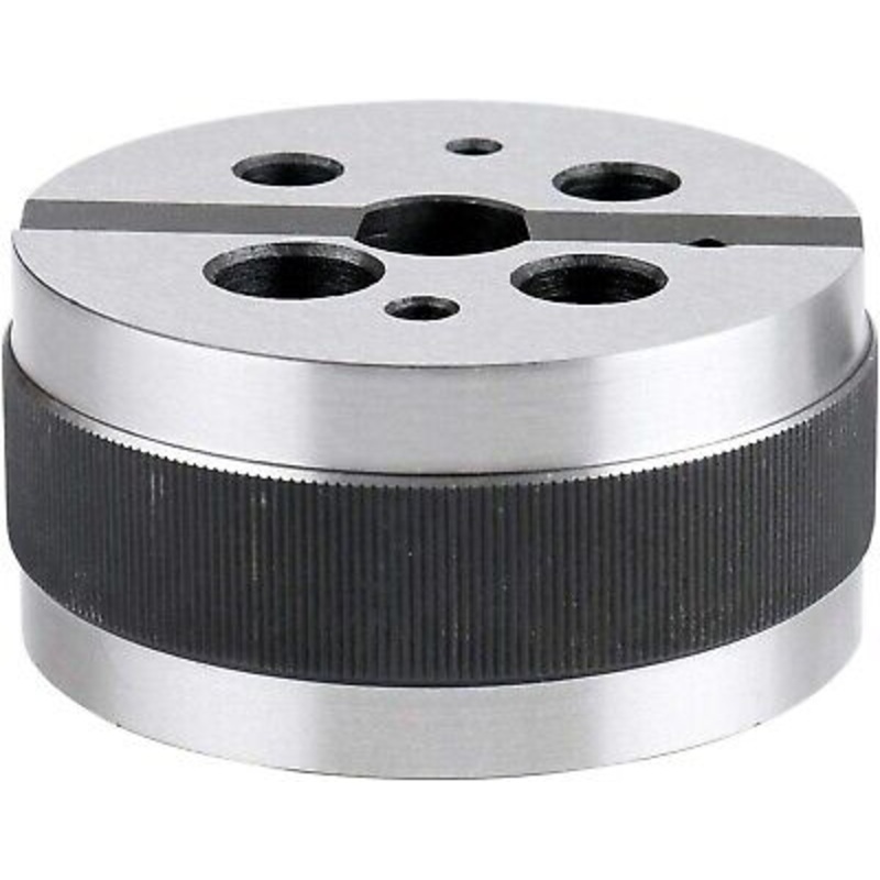 MHC 420-5300 Bench Block, 3 diameter, 1-1/2 high, Vee Groove across the face, Holes 1/8 to 5/8